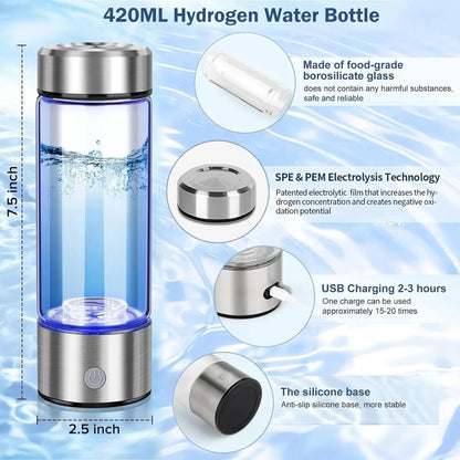 Portable Hydrogen Water Bottle with Built-in Charging