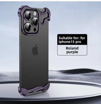 An irregular-shaped metal corner pad anti-drop borderless phone case