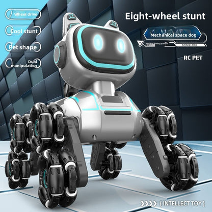 Remote-controlled eight-wheel stunt robot dog
