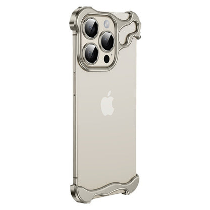 An irregular-shaped metal corner pad anti-drop borderless phone case