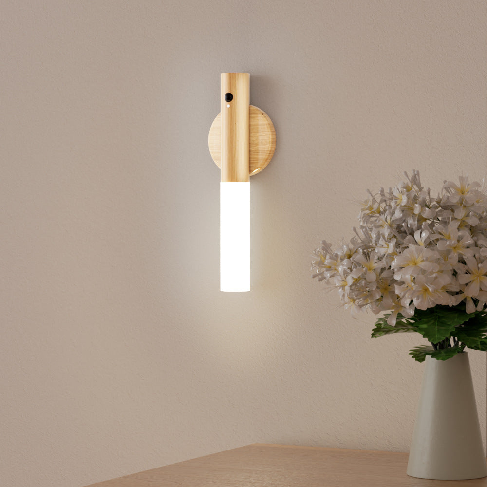 Solid wood motion sensing night light USB charging