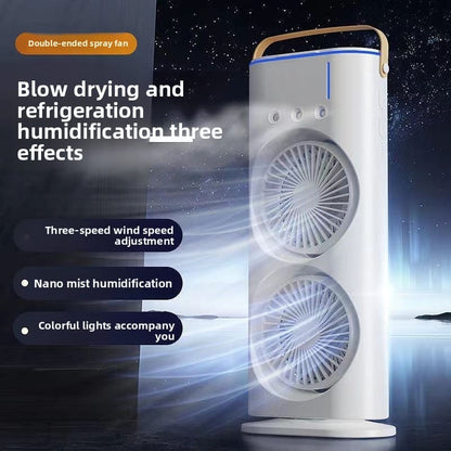 Three-hole spray dual-fan desktop strong wind cooling electric fan Portable fan for office and dormitory